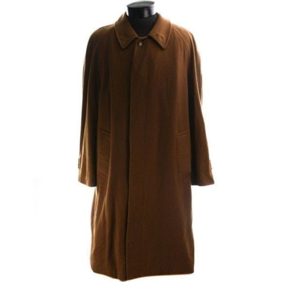 BURBERRY Men's Brown Cashmere Overcoat Size M/L - Picture 1 of 9